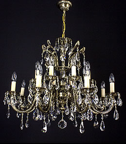 Brass Aries CHANDELIERS 6 - 12 LIGHTS IN GOLD - Bohemia Crystal - Original  crystal from Czech Republic.